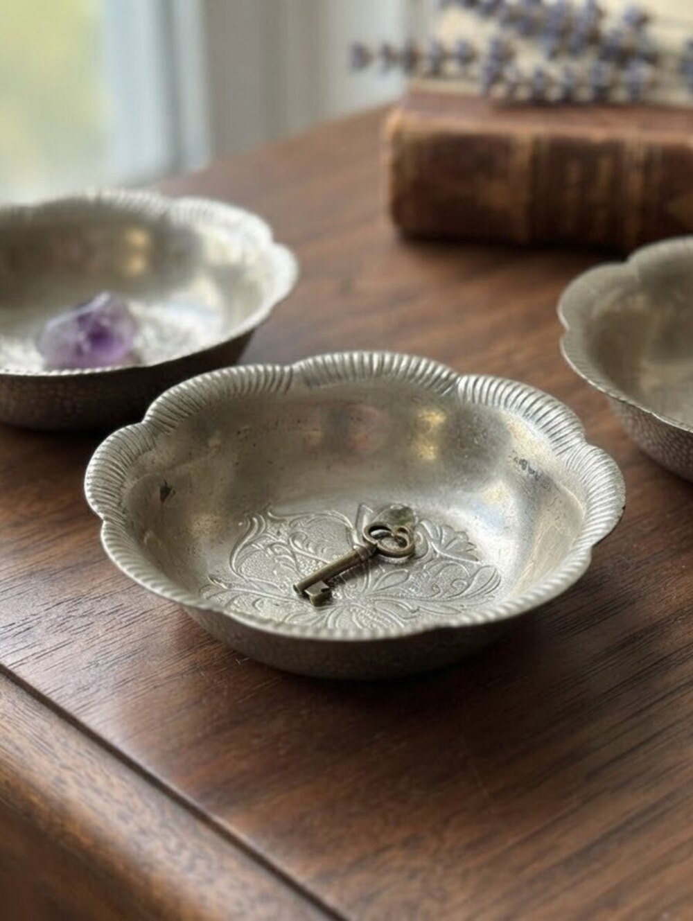 Vintage  Trinket Dishes – Scalloped Floral Embossed